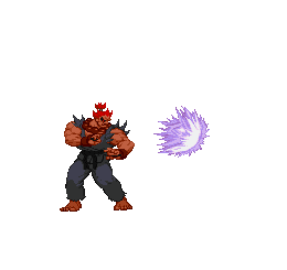 In this example, we add padding to a GIF animation of Akuma from the Street Fighter series performing a Hadoken attack. The original GIF is a sprite animation with a transparent background, so we apply a fully transparent padding of exactly 50 pixels on all sides. This modification visually expands the GIF canvas, creating room around the character and preventing the sprite from appearing visually clipped or too close to the frame boundaries. The padding is applied uniformly to every frame, which increases the GIF dimensions from 160×145 to 260×245. (Source: Capcom.)