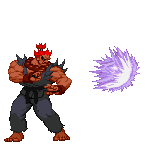 In this example, we add padding to a GIF animation of Akuma from the Street Fighter series performing a Hadoken attack. The original GIF is a sprite animation with a transparent background, so we apply a fully transparent padding of exactly 50 pixels on all sides. This modification visually expands the GIF canvas, creating room around the character and preventing the sprite from appearing visually clipped or too close to the frame boundaries. The padding is applied uniformly to every frame, which increases the GIF dimensions from 160×145 to 260×245. (Source: Capcom.)