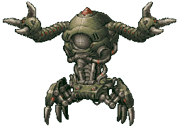 This example uses pixel art animation from the Metal Slug video game. The character in this GIF is Crablop (a rebel vehicle) and we make it twice as large by applying a 200% zoom to each frame. The zoomed output GIF has dimensions of 500 by 356 pixels. As this is pixel art, we deactivate the smooth scaling algorithm to make all output sprites pixel sharp. (Created by: SNK.)