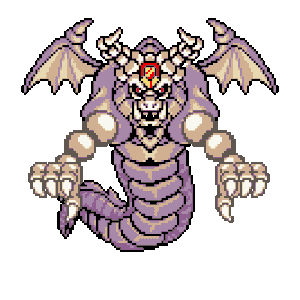 In this example, we crop the final boss Dark Dragon from the game The Legend of Zelda (Oracle of Seasons). The input GIF has a lot of extra white space around the dragon, so we get rid of this space. We cut out a square of size 300-by-300 pixels from the center of the GIF and position the top left corner at pixel coordinates (75, 90). (Source: Nintendo.)