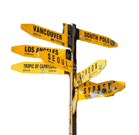 In this example, we refine a static GIF image that contains a single frame showing a directional signpost. The signpost has a transparent background, but many light blue halo-like pixels have been left around its perimeter from earlier editing. To remove them, we use a combination of edge refinement options. First, we use crop the edges by 5 pixels, and then we refine the them further by matching light blue color. The program automatically finds all edge pixels that have a light blue color. We also set the color tolerance to 10% and the refinement depth to 30 pixels. To make the edges smooth in the final GIF, we also activate the anti-aliasing option, set the anti-aliasing rangle to 1 pixel, and choose "Linen" as the background blending color. (Source: Pexels.)