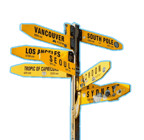 In this example, we refine a static GIF image that contains a single frame showing a directional signpost. The signpost has a transparent background, but many light blue halo-like pixels have been left around its perimeter from earlier editing. To remove them, we use a combination of edge refinement options. First, we use crop the edges by 5 pixels, and then we refine the them further by matching light blue color. The program automatically finds all edge pixels that have a light blue color. We also set the color tolerance to 10% and the refinement depth to 30 pixels. To make the edges smooth in the final GIF, we also activate the anti-aliasing option, set the anti-aliasing rangle to 1 pixel, and choose "Linen" as the background blending color. (Source: Pexels.)