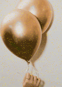 In this example, by selecting the "Solid Color Noise" mode, we add sparkles to a GIF of golden balloons. In the noise color field, we enter "yellow" and "orange", and in the noise strength field, we enter 2%. As a result, we get an animated GIF with 2% of all pixels randomly changed to yellow or orange. (Source: Pexels.)
