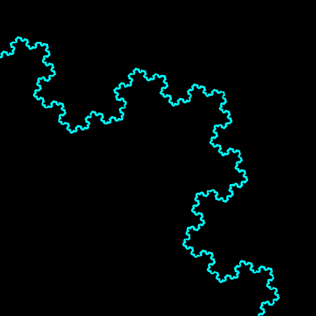 In this example, we loaded a very fast GIF that zooms infinitely into the Koch star fractal. It's so fast that we can't even follow it. To make it watchable and understand the details of the fractal, we slowed it down to 50 milliseconds per frame (which equals 20 frames per second). The new GIF is now much slower and the entire GIF plays in 3 seconds. (GIF source: Giphy.)