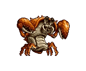 In this example, we upload a sprite animation of Ohumein-Conga, a mid-boss from the Metal Slug 3 game. Ohumein-Conga is also known as simply Crab Konga because of its crab-like appearance. As the GIF has a transparent background, when converting it into a circular shape (with the size of 140×140 pixels, starting at the position x=13, y=0), it would be hard to see without extra enhancements (as the background is still transparent). To solve this, we and add a 6-pixel-wide dark brown border around the sprites to clearly define the round shape in all the frames. (Source: SNK.)