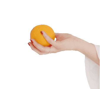 In this example, we add a solid background to a GIF animation of a hand holding an orange. To do this, we select the "Use a Single Color" option and enter the color "pink" in the background color field. (Source: Pexels.)