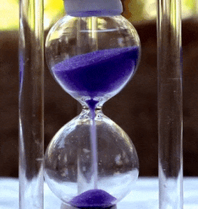 In this example, we add a seconds counter to a GIF of a blue sand clock. The digital timer shows the elapsed time of the hourglass with an accuracy of 100ms. As the animation is also running at a framerate of 100ms per frame, we use the "Frame Delay Timer" mode that prints the timer at the original speed of the GIF. The timer uses a large, 110-pixel Arial Black font with 40-percent translucent white digits. (Source: Pexels.)