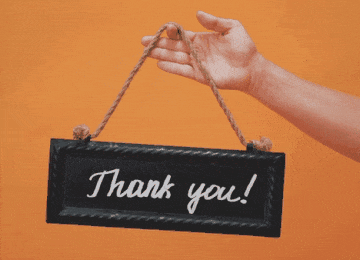 In this example, we're decreasing the contrast of a thank you GIF. Originally, the thank you GIF is at 100% and we change its contrast to 75%, making it less colorful. The contrast effect zone is set to the entire area of the animation that has the size of 360×260px. (Source: Pexels.)