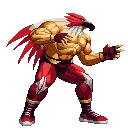 In this example, we fit a rectangular GIF (of size 128 by 130 pixels) into a square (of size 240 by 240 pixels) without resizing or modifying its content. The input GIF shows a pixelated sprite of Tizoc from the Fatal Fury and The King of Fighters game series. Since we want to keep the exact pixel art without scaling, we're applying the "Center Fit" mode. This mode places the sprite in the center of a larger square and leaves the original GIF unchanged. To maintain the transparent background and see the exact borders of the original sprite within the new area, we set the background fill to transparent and enable the "Highlight GIF Edges" option. (Source: SNK.)