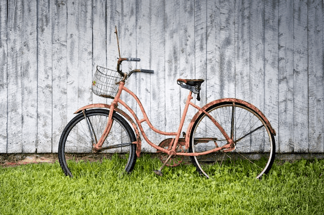 In this example, we convert a static GIF image of a vintage bicycle into an old-school polaroid snapshot (also in GIF format). We enable the monochrome color option, which converts the entire image and frame to a classic black-and-white look. The polaroid is slightly tilted at a -10 degree angle, making it look like a physical photo. We also add the caption "Vintage ride" using a custom swash font loaded from Google Fonts. (Source: Pexels.)