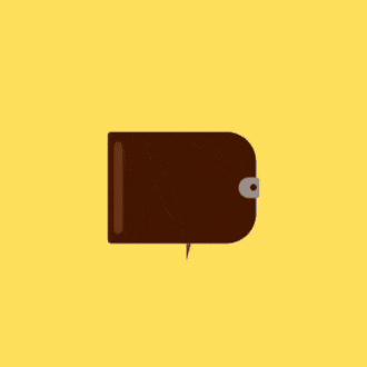 This example shows an animation of a wallet with cash and a bank card. The original GIF is much wider than it is tall, containing unused yellow background, which fills the left and right sides. We use our tool to remove this excess background by setting the left and right edge offset values to 154 pixels. By checking the animation's technical details panel, we see that the output GIF is now square with final dimensions of 330×330 pixels. (Source: Pexels.)